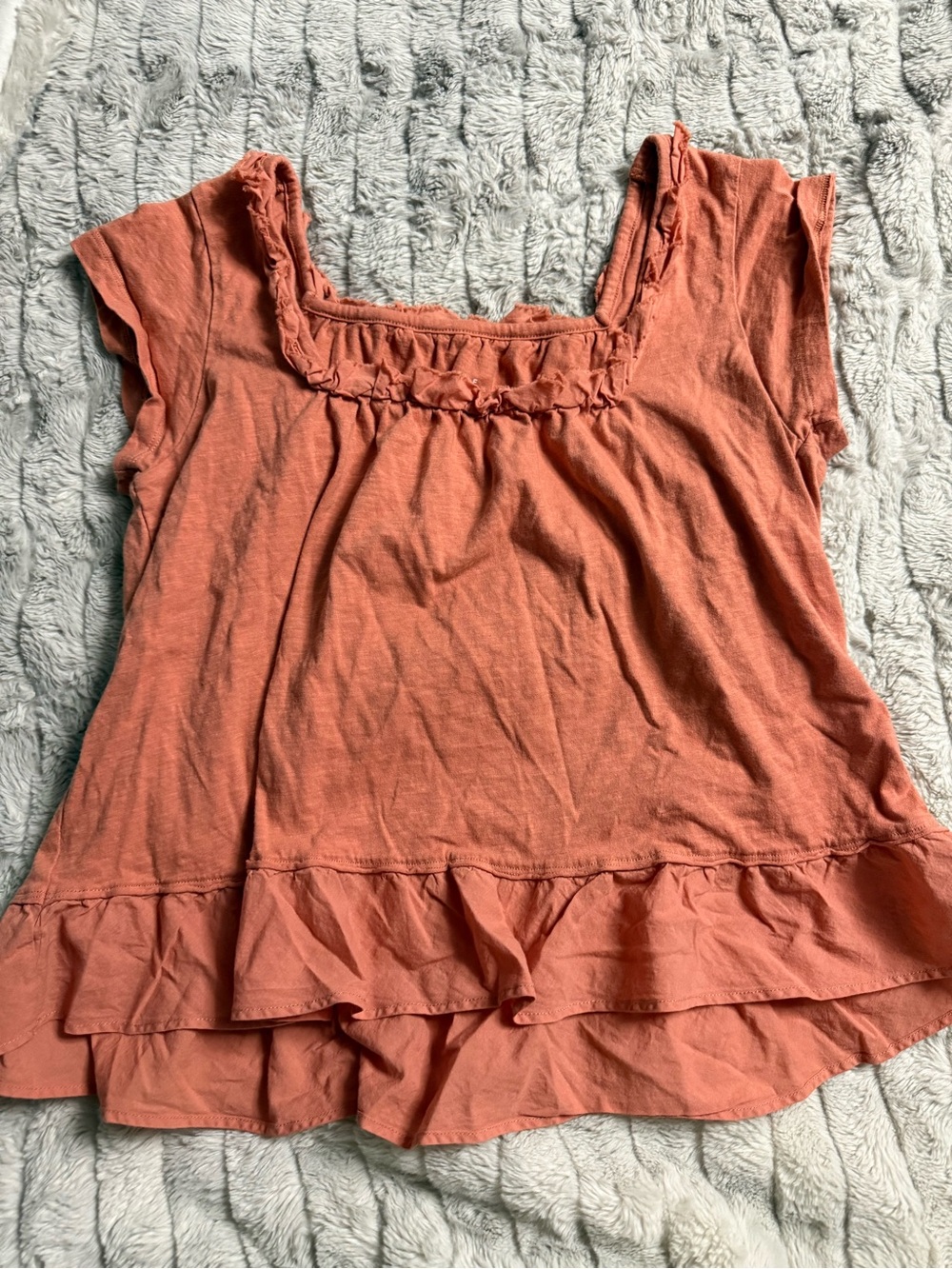 American Eagle Outfitters Rust Ruffle Square Neck Tunic